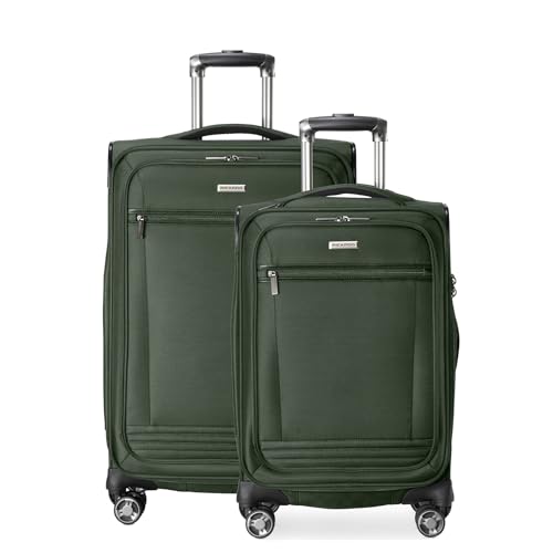 Ricardo Beverly Hills Avalon Softside 2-Piece Luggage Set Made with Sustainable 100% Recycled PET (rPET), Lightweight, Eco-Friendly Travel, Expandable, Dual Spinner Wheels, Juniper Green, (20" & 28") - color: Juniper Green, size: 2-Piece Set (20, 28)