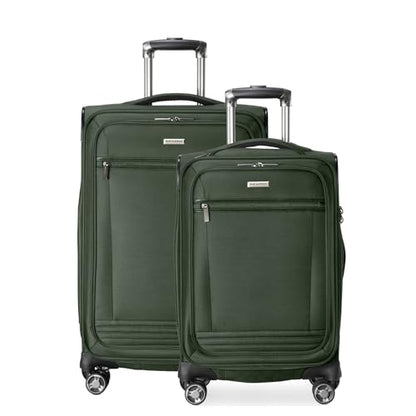 Ricardo Beverly Hills Avalon Softside 2-Piece Luggage Set Made with Sustainable 100% Recycled PET (rPET), Lightweight, Eco-Friendly Travel, Expandable, Dual Spinner Wheels, Juniper Green, (20" & 24") - color: Juniper Green, size: 2-Piece Set (20, 24)