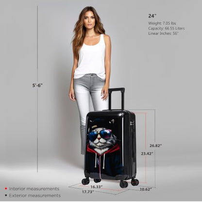 InUSA Cat Print 24-Inch Hardside Spinner Luggage Lightweight & TSA Lock - color: Cat, size: 24 Inch