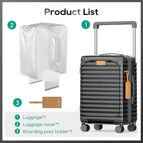 Joyway 20 Inch Carry on Luggage with Front Pocket, PC Hardshell Carry-on Suitcase with USB Port and Cup Holder, 21.5x14.2x9 Airline Approved, Luggage with Spinner Wheels and TSA Lock (Grey) - color: Grey, size: Carry On 20Inch