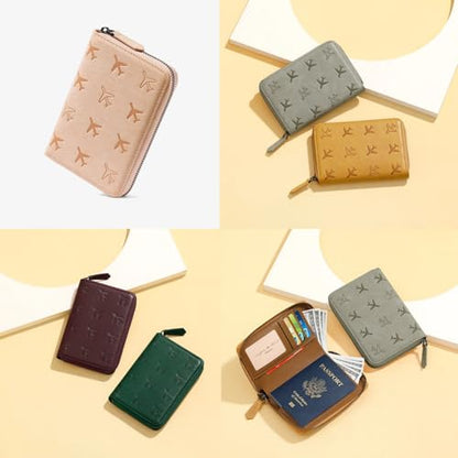 Passport Holder for Travel RFID Blocking Wallet Women Handbag Credit Cards Flight Ticket Organizer Card Holder (Black) - color: Black