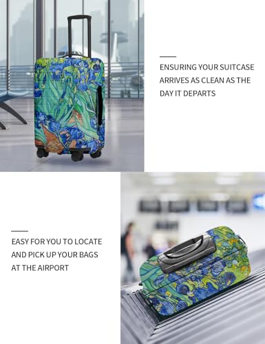 Luggage Covers For Suitcase TSA Approved, Fits 18-32 Inch - color: Irises in the Garden, size: L(27"-30" Suitcase)