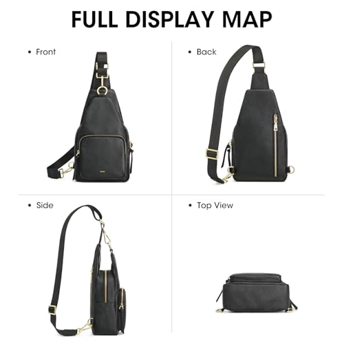 Kattee Small Leather Sling Bag for Women with RFID Blocking,Black - color: Black
