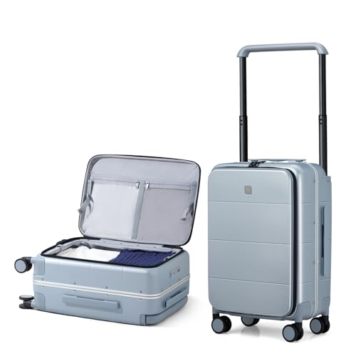 Hanke Top Opening Carry On Luggage 20 Inch Aluminum Frame Hardside Suitcase - color: Grey, size: 20 Inch