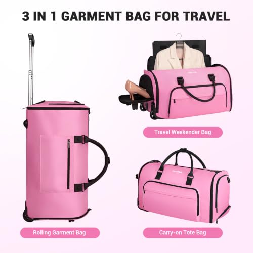 DEVPNR Rolling Garment Bags for Travel 59L, Pink - color: Pink