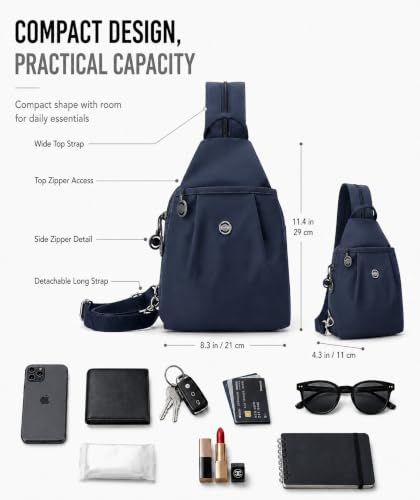 Sling Backpack for Women, Water-Resistant Crossbody Chest Bag for Travel, Work, Gym, Students & Daily Use - color: Ruby Blue