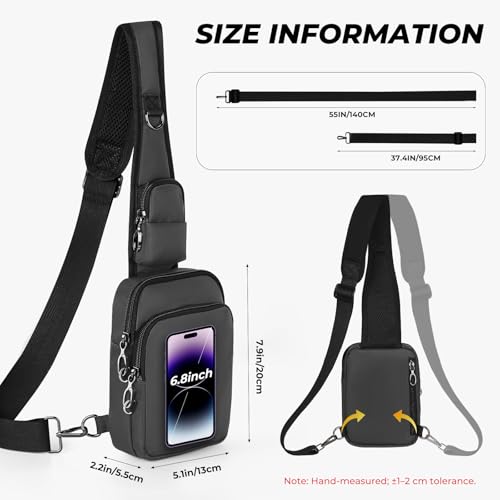 Anti-Theft Crossbody Sling Bag, RFID Blocking, Zipper Lock, Small - color: Grey