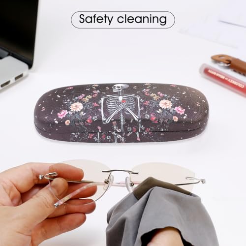 PERFECTSIGHT Hard Shell Eyeglasses Case, PU Leather Protective Glasses Case, Cute Eyeglass Case for Women Men Girls - color: Skull