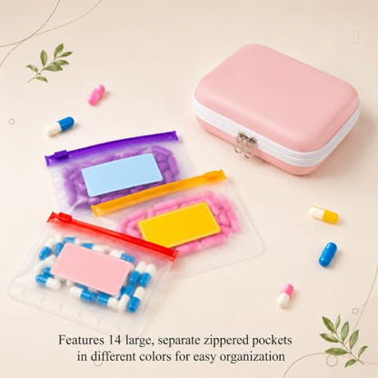 Waterproof Pill Pouch Organizer Pale Pink Travel Medicine Case