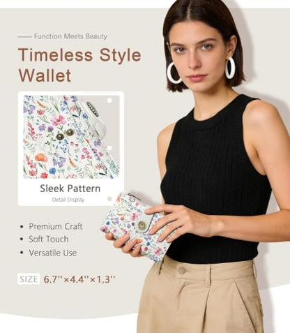 Flowers Wallet Women RFID, Passport Holder, Credit Card Holder - color: Colorful Flowers