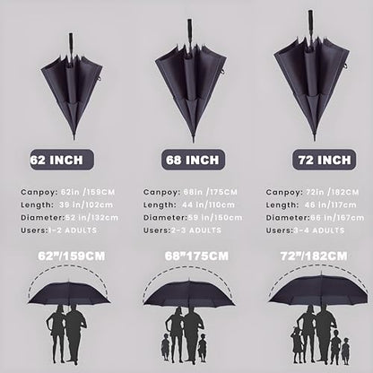 54/62/68/72 Inch Large Golf Umbrella Windproof Auto Open for Rain - color: Black, size: 62 Inch