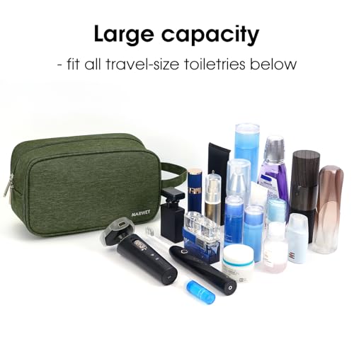 Narwey Travel Toiletry Bag for Women, Dopp Kit Men, Bathroom, Medicine Bag - color: B-Army Green