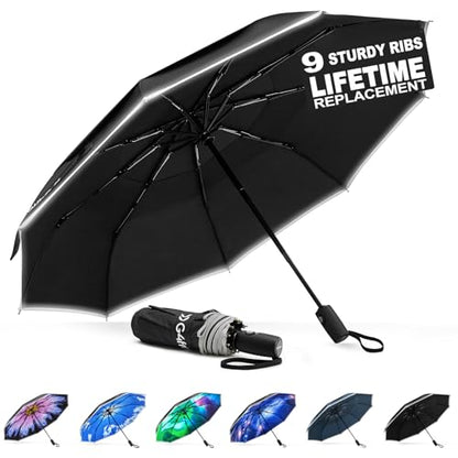 G4Free 42 Inch Eco Windproof Umbrella for Rain Strong Compact Umbrellas - color: Black