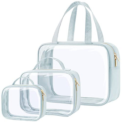 PACKISM Clear Makeup Bag Travel - TSA Approved Toiletry Bag, 3 Grayish Blue - color: 05 Grayish Blue, size: Full Vacation (Mixed Sizes)