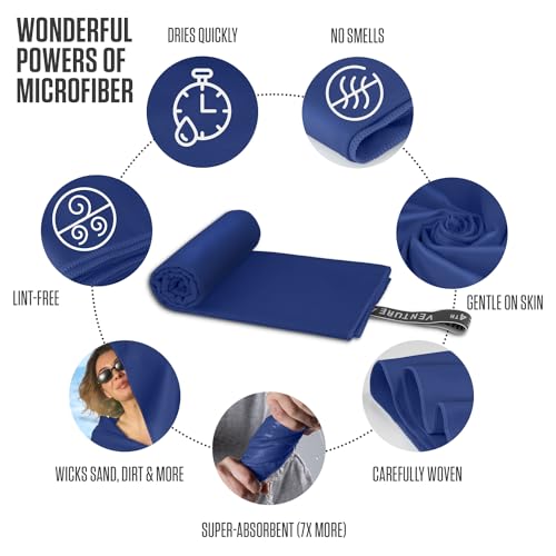 VENTURE 4TH Hidden Neck Pouch for Travel & Quick Dry Towel Set - Ideal Travel Bundle for Vacations, Backpacking and Business Trips - Travel Towel Size XL