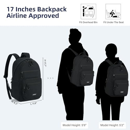 HanTrip 18 Inch Carry on Travel Backpack with Lots of Pockets, Black - color: Black, size: 18 Inch