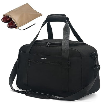 ECOHUB For Spirit Airlines Personal Item Bag 18x14x8 Travel Duffel Bags with Laptop Compartment & Shoe Bag Underseat Carry on Handbag with Wet Pocket, 30L (Black) - size: 18 inch underseat