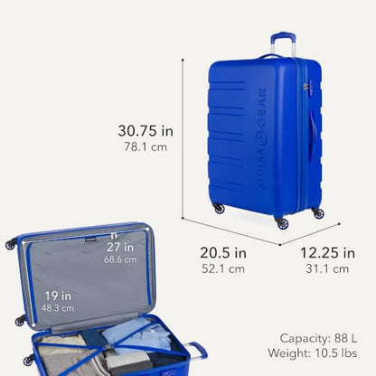 SwissGear 7366 Signature Hardside Expandable Luggage with Spinner Wheels, TSA Lock, Cobalt, Checked-Large 27-Inch - color: Cobalt, size: Checked-Large 27-Inch