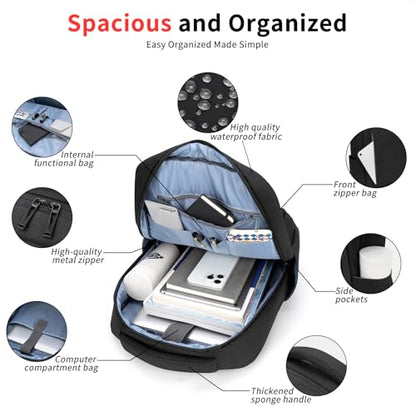 Slim Business Laptop Backpack, Water Resistant Travel Backpack, Durable Computer Bag, Fits 15.6 Inch Laptop, Black.