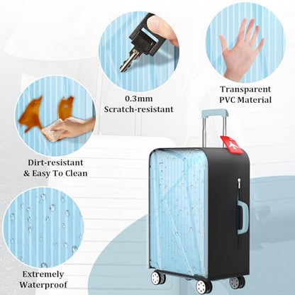 28 Inch Half Clear PVC Luggage Cover TSA Waterproof Protector - size: 28 inch