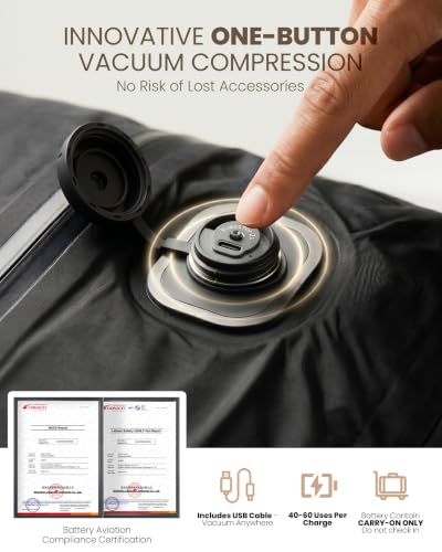 Fanwoli Vacuum Travel Backpack,One-Button Compression,Expandable Carry-On - color: Green