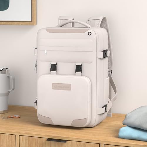 Maelstrom Travel Backpack for Men Women, 17.3" Laptop with Shoe Compartment - color: Beige, size: 17.3 inch with shoe compartment