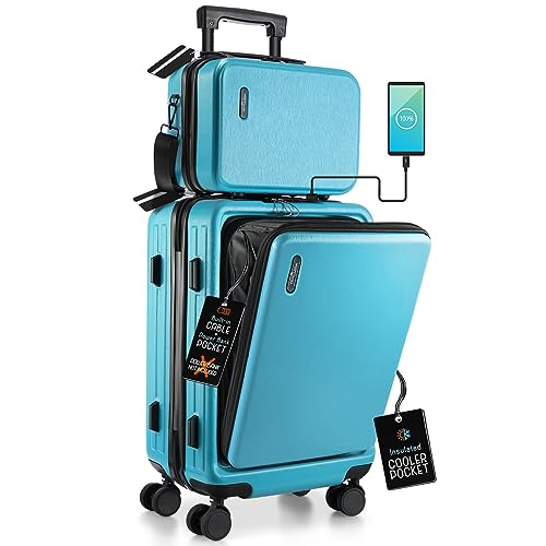 TRAVELARIM 20 Inch Carry On Luggage 22x14x9 Airline Approved Suitcase - color: Teal, size: Carry-on 20 Inch