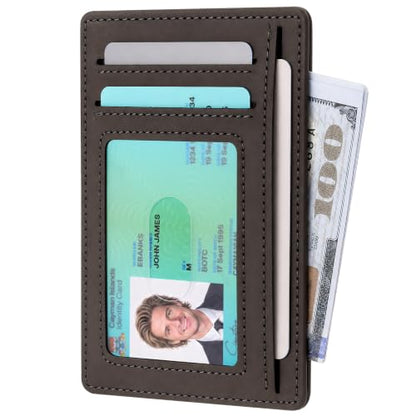 Genuine Leather Mens Wallet Slim RFID Blocking Credit Card Holder - color: CrazyHorse Brown