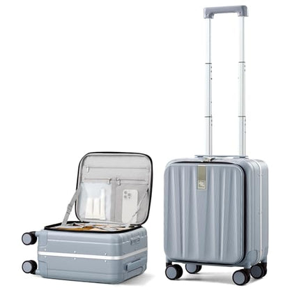 Hanke 16 Inch Small Carry On Luggage, Top Opening Aluminum Frame Suitcase - color: Grey, size: 16 Inch