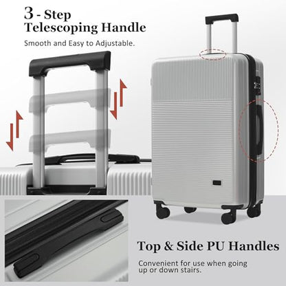 Merax Luggage Sets 5 Piece with Half-opening Hardside Suitcase Set - color: Silver, style: Luggage Set With Top Open 20