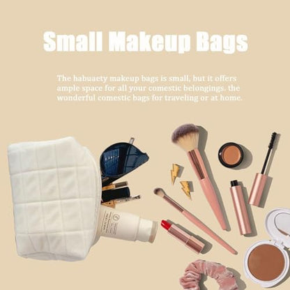 Makeup Cosmetic Bag Small Checkered Pouch Make Up Purse Bag Y2k Accessories - color: White