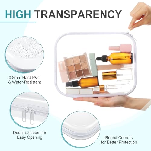 Ceenna 2 Pcs Clear Zipper Case Hard Shell Pouches,Large + Medium Set - size: Large + Medium Set
