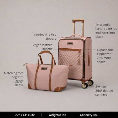 Belle 2-Piece Softside Carry-On and Tote Set - color: Mauve