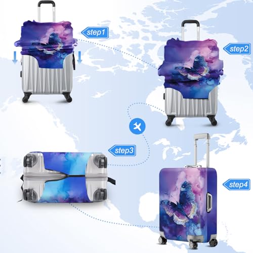 ANNA QUEEN Travel Luggage Cover Suitcase Protector Suitcase Cover Anti-Scratch,Stretchable Bag Cover Washable Durable Polyester - color: Psychedelic Butterfly, size: L(fits 28-30Inch suitcase)