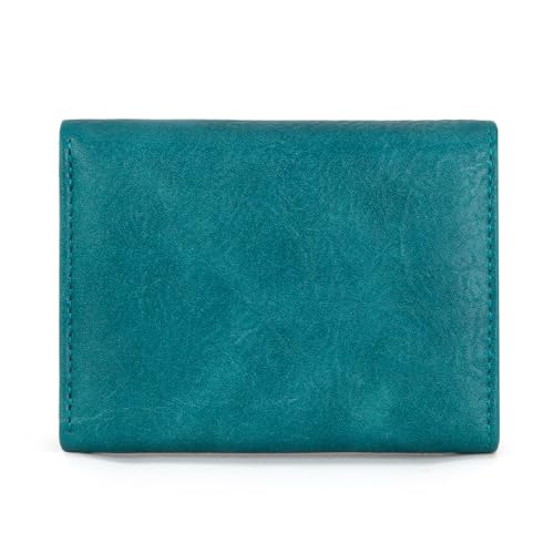 Wallet for Women Small Trifold Wallet RFID Blocking Wallets with ID Window - color: Turquoise