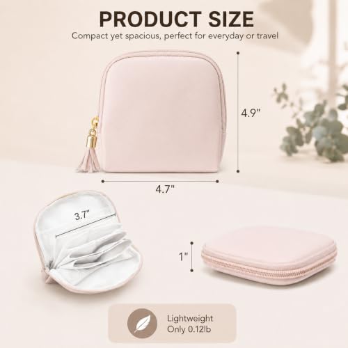 Small Travel Jewelry Case Soft Leather Velvet Lined Organizer Pouch (Pink) - color: Pink