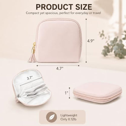 Small Travel Jewelry Case Soft Leather Velvet Lined Organizer Pouch (Pink) - color: Pink