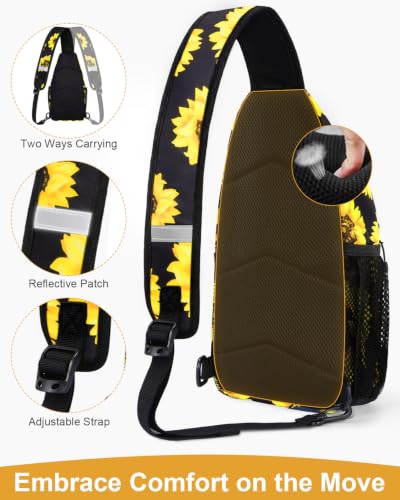 Pritent Crossbody Bags for Women Men Sling Bag Backpack Shoulder Bag - color: Sunflower, size: Medium