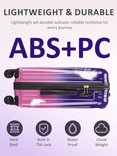 Expandable Carry on Luggage Suitcase with Wheels - color: Magic, size: S(20In Carry-on)