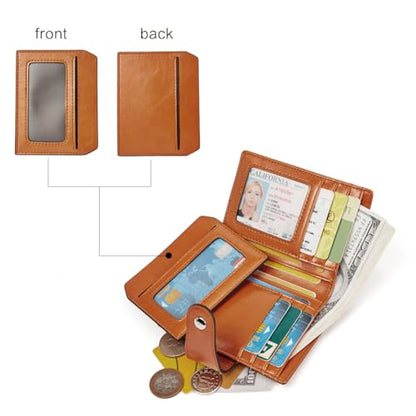 BOSTANTEN Leather Womens Wallet Small RFID Blocking Credit Card Holder - color: 1-ab-brown