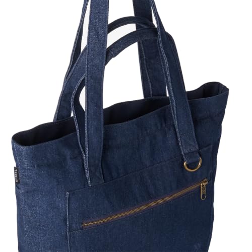 Thread Wallets Utility Tote – Large Travel Tote Bag with Multi-Pocket Design, Laptop Compartment & Work Bag for Women (Denim) - color: Denim