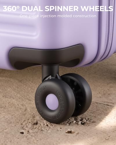 LONG VACATION Luggage Sets, 3 Piece, Durable Suitcase with Spinner Wheels - color: Lavender, size: 3 Piece Set (20in/24in/28in)