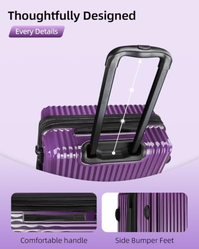 Checked Luggage, 24 Inch Expandable with Spinner Wheels, TSA Lock, Lightweight Travel Suitcase with Large Capacity - color: Amethyst Wave, size: 24inch