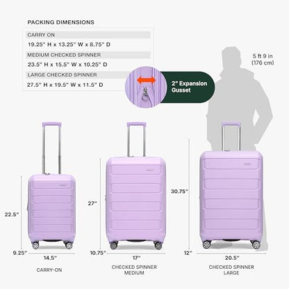 Traveler's Choice Pagosa Hardshell Expandable Luggage with Spinner Wheels, Lavender, 27-Inch Medium - color: Lavender, size: 27-Inch Medium