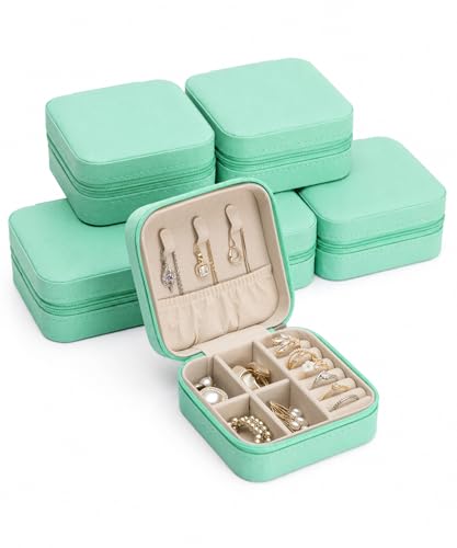 Homde Travel Jewelry Case for Women: 6 Small Boxes for Group&Team Gift - color: Teal