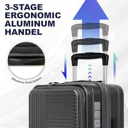 Hardshell Luggage Sets 3 Piece Expandable Front Opening Luggage - color: Grey