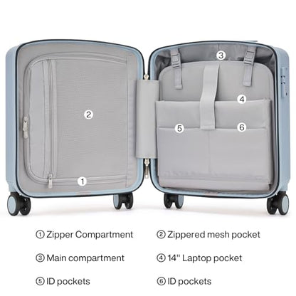 Hanke 16 Inch Underseat Small Carry On Luggage, Hard Shell with TSA Lock - color: Grey, size: 16 Inch