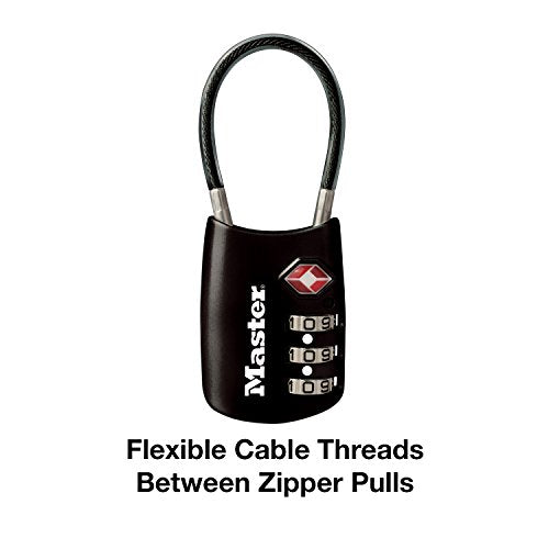 Master Lock 4688D Accepted Set Your Own Combination TSA Approved Luggage Lock, 1 Pack, Black - color: Black, size: 1 Pack