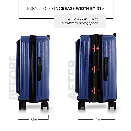 TRAVELARIM 20 Inch Carry On Luggage 22x14x9 Airline Approved Suitcase - color: Navy, size: Carry-on 20 Inch