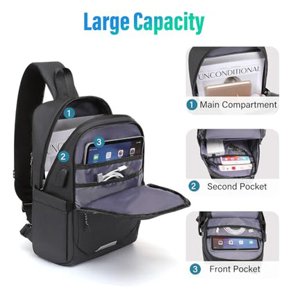 MOSISO Sling Backpack Travel Hiking Daypack,Large Crossbody Sling Bag - color: Slate Gray
